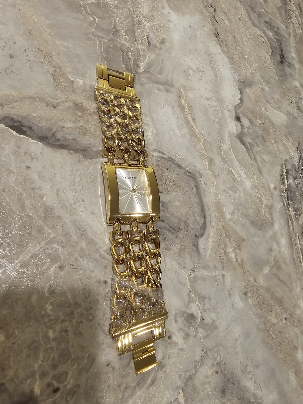 GUESS Gold Tone Chain Link Bracelet Watch